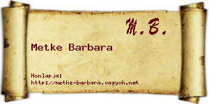 Metke Barbara névjegykártya